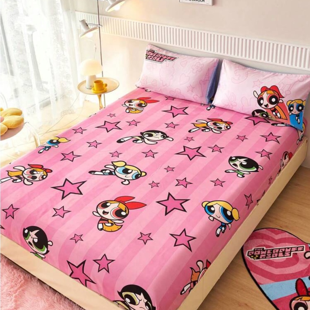 Cartoon Graphic Fitted Sheet, Cute Composite Fabric Elastic Band Bed Sheet